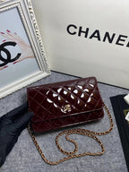 Chanel Patent Quilted Wallet  Chained Bag