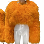 “Plush Prism” Mongolian Curly Faux Fur Cropped Jacket