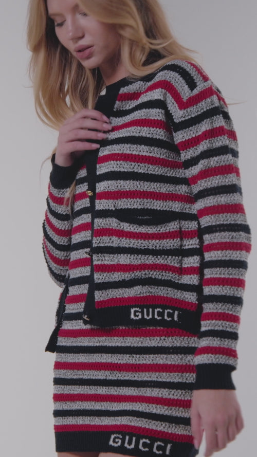Gucci Striped Metallic Knit Dress