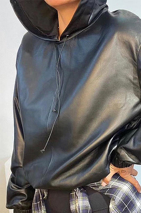 “Fearless” Leather Hoodie