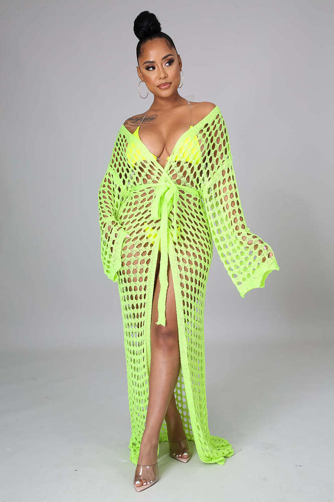 Neon green best sale swim cover up