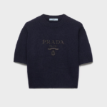 Prada Milano Short- Sleeve Logo Knit Top (S-L)