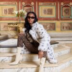“Frost Étoile” Snow Leopard Faux Fur Maxi Coat