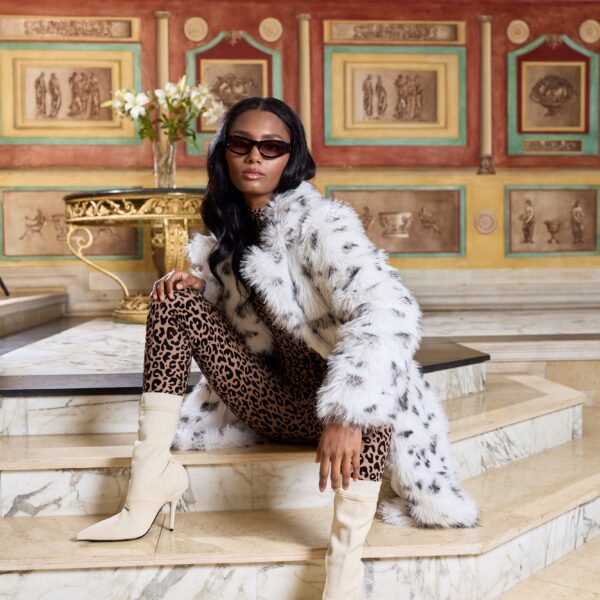 “Frost Étoile” Snow Leopard Faux Fur Maxi Coat