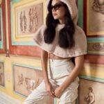 "Sands of St. Moritz” Luxe Faux-Fur Cropped Cape Hoodie