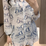 Dior-Logo Print Button-Down Shirt Dress