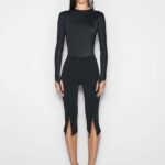 MUGLER Second-Skin Long-Sleeve Bodysuit – Black