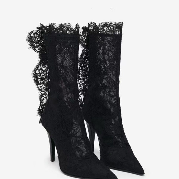 Noire Chantilly Lace Stiletto Boots