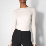 MUGLER Second-Skin Long-Sleeve Bodysuit – Ivory / White