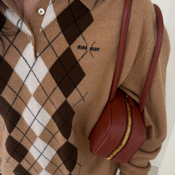 Miu Miu Argyle Knit Polo Sweater