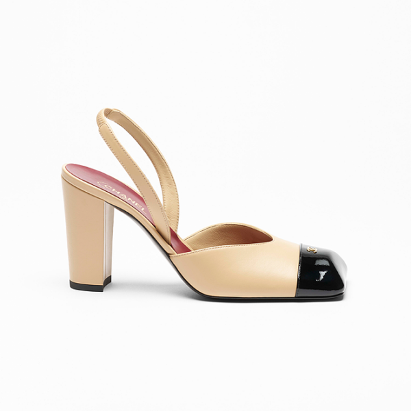 CHANEL “Sable Noir” Cap-Toe Slingback Pumps