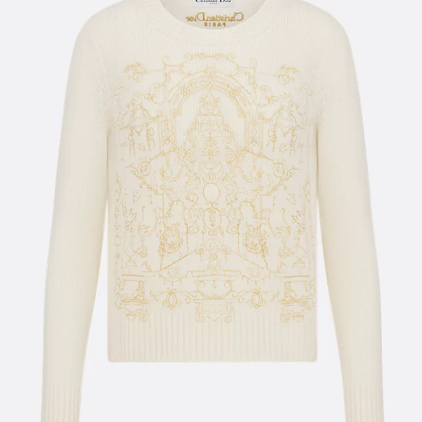 Dior Toile de Jouy Embroidered Knit Sweater