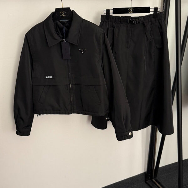 Prada Re-Nylon Cropped Jacket & Utility Midi Skirt Set