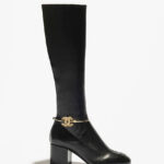 Chanel CC Ankle-Chain Knee-High Leather Boots