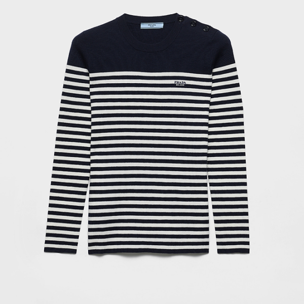 Prada- Milano Striped Knit Long-Sleeve Top