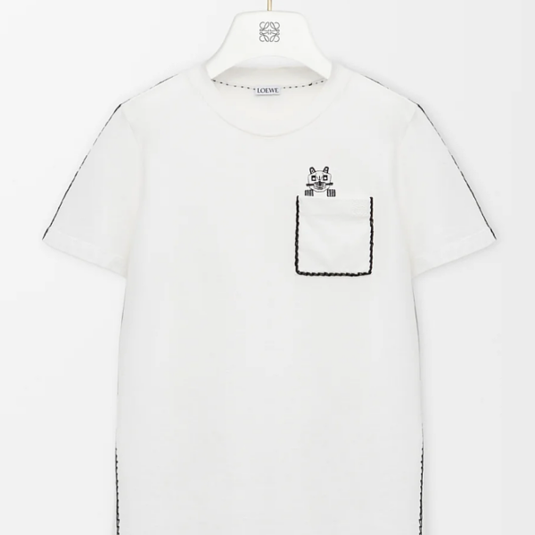 LOEWE Embroidered Pocket T-Shirt – Black / White
