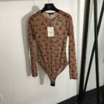 Balenciaga All-Over Logo Sheer Mesh Bodysuit