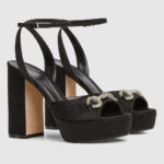 Gucci Crystal Horsebit Platform Sandals – Black