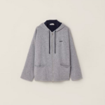 Miu Miu Zip-Front Wool Hoodie Jacket