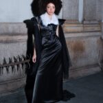 Puissance Sculptée FW27 – Nocturne Royale Fur-Collared Satin Couture Gown