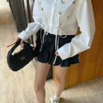 Miu Miu Crystal-Embellished Cropped Poplin Blouse