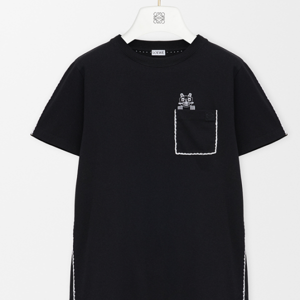 LOEWE Embroidered Pocket T-Shirt – Black / White