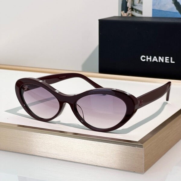 CHANEL Oval Acetate Signature Sunglasses