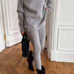 Schiaparelli Sculptural Zip-Neck Knit Set — Grey Mélange