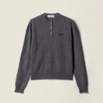 MIU MIU Fine-Knit Henley Sweater