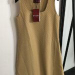 Gucci Camel GG Monogram Sleeveless Shift Dress