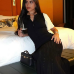 Sandro Noir Contrast-Sleeve Ribbed Knit Midi Dress