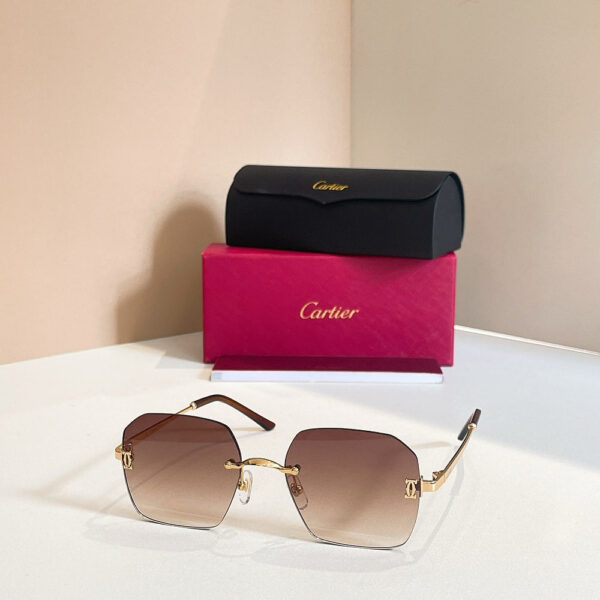 Cartier Panthère C-Décor Rimless Square Sunglasses
