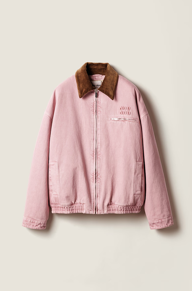 IMG_0049.png Miu Miu Rosa Corduroy-Collar Bomber Jacket - Image 1