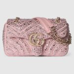 Gucci- GG Marmont Mini Crystal-Embellished Shoulder Bag — Blush Pink