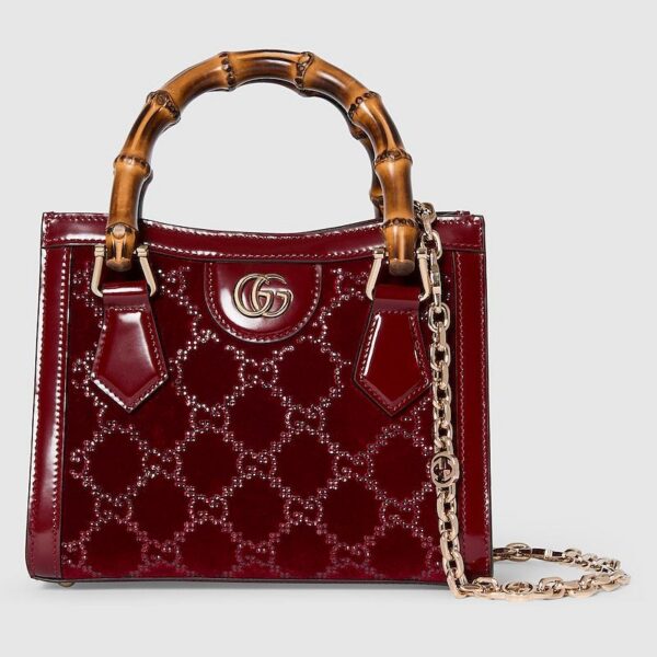 Gucci Bamboo Diana GG Velvet Mini Top Handle Bag – Burgundy