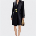 Schiaparelli- Black Leather Corset-Back Coat Dress with Gold Hardware