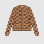 Gucci GG Monogram Knit Cardigan in Camel
