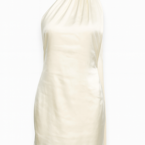 Étoile Blanche Satin Halter Mini Dress