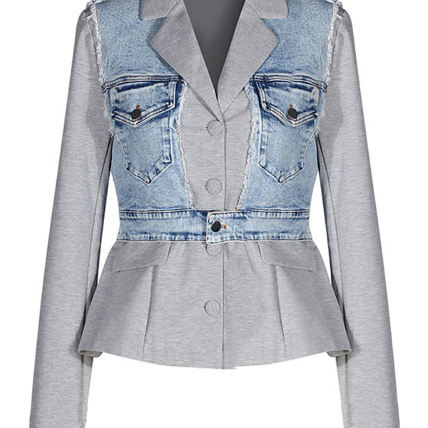 Vestige Denim Hybrid Peplum Blazer