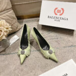 BALENCIAGA Crystal Bow Satin Sandals