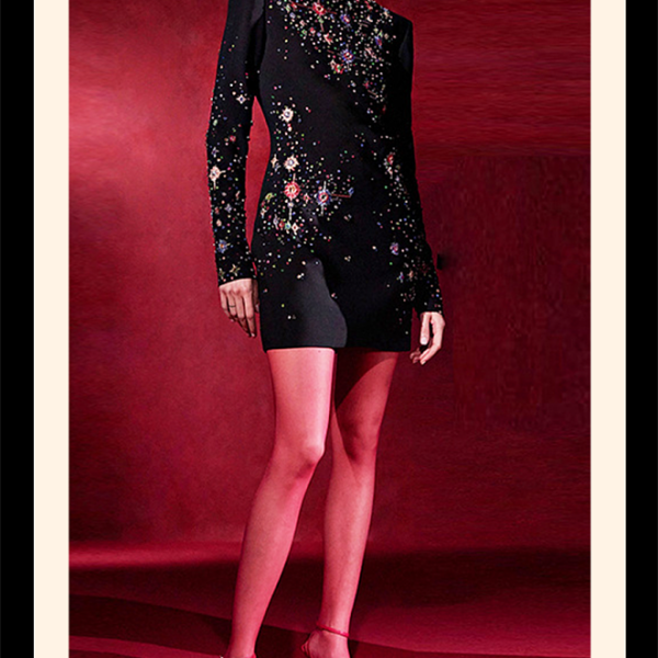 “Étoile Noire de Paris” Crystal Constellation Mini Dress