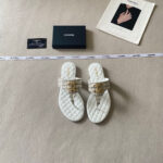 CHANEL Quilted Leather CC Thong Sandal
