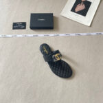 CHANEL Quilted Leather CC Thong Sandal