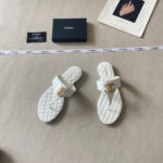 CHANEL Quilted Leather CC Thong Sandal