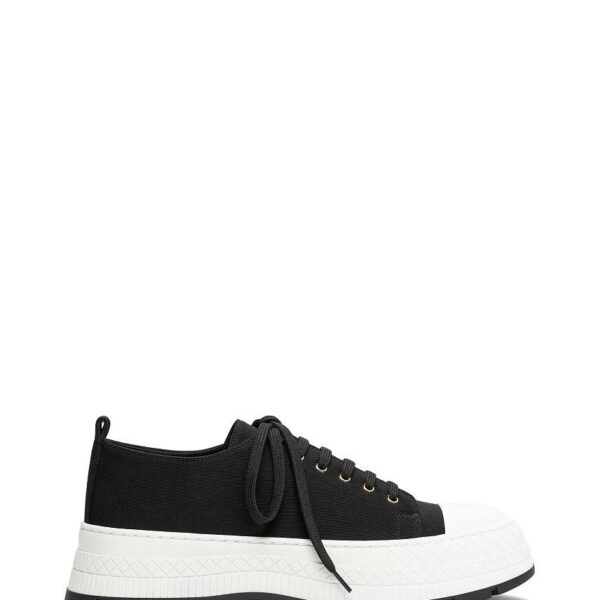 CHANEL Platform Canvas Sneaker — Black & White