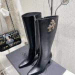 Chrome Heart Leather Heel Boots