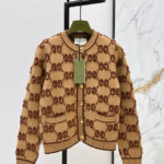 Gucci GG Textured Knit Cardigan – Camel Brown