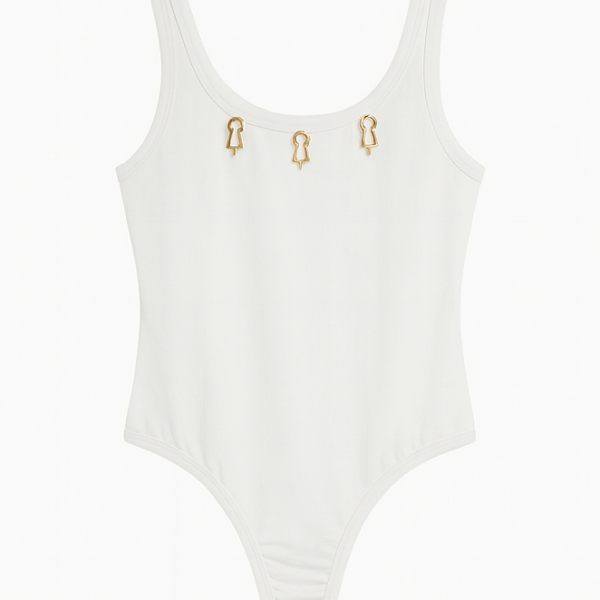 Schiaparelli Keyhole Charm Bodysuit – White