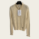 Chanel Ruffled Lace Knit Sweater with Crystal Charm – Winter Icons Luxe Edition
