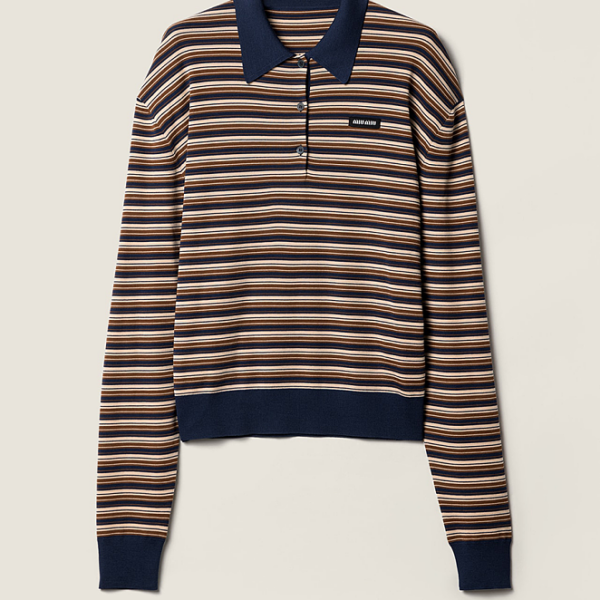 Miu Miu Striped Knit Polo Sweater